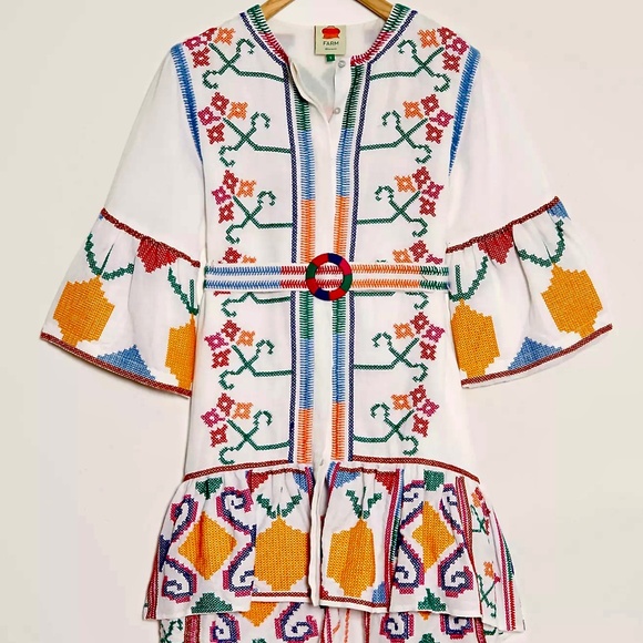 FARM RIO Cross Stitch Jimena Embroidered Mini Dress - Picture 1 of 16